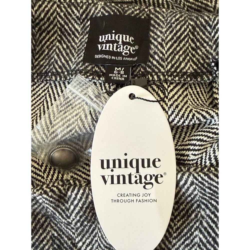 Unique Vintage 1940s Black White Woven Wide Leg  Pants with Cuffs M NWT - Picture 13 of 13